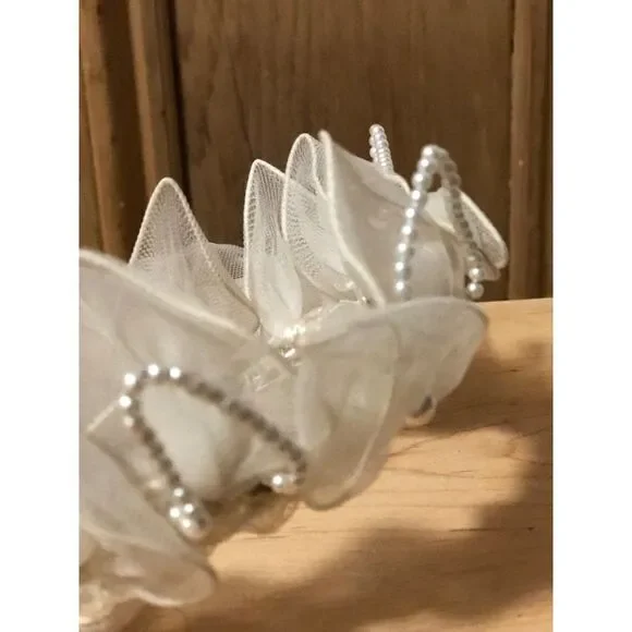Womens Wedding Bridal Veil 2 Tiers Lace White Vintage